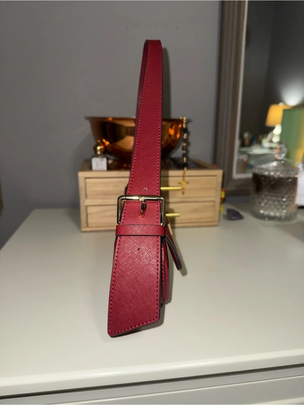 GUESS Red Shoulder Bag with Triangular Logo